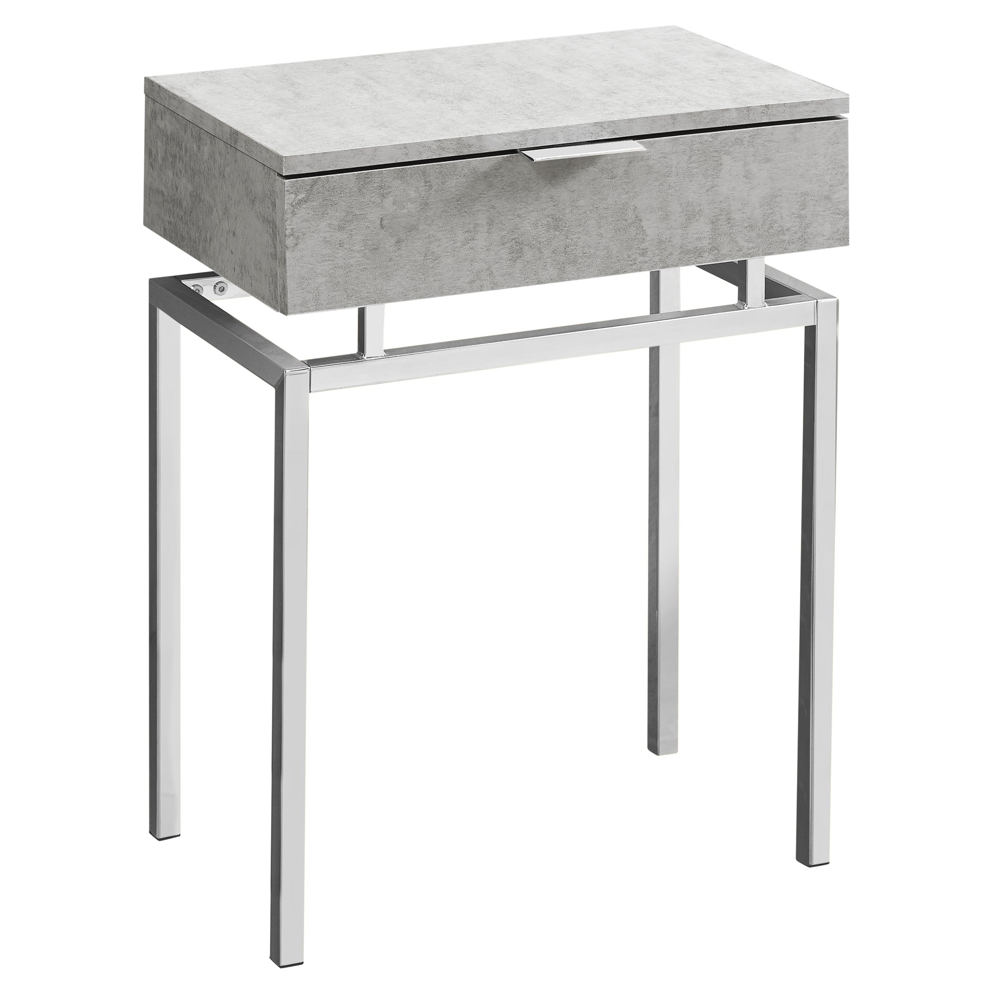 23" Silver And Gray End Table With Drawer