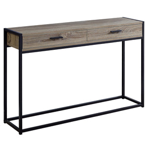 12" X 48" X 32" Black Laminated Finish And Black Metal Accent Table