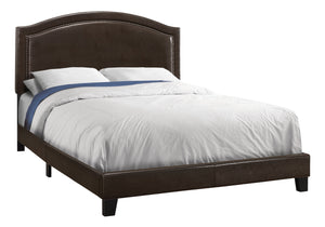 64.5" X 85.75" X 51.5" Brown Foam Solid Wood Leather Look  Queen Size Bed