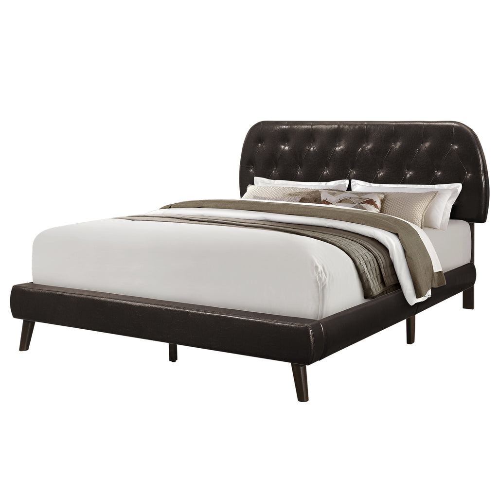 Tufted Brown Standard Bed Upholstered With Headboard - 99fab 