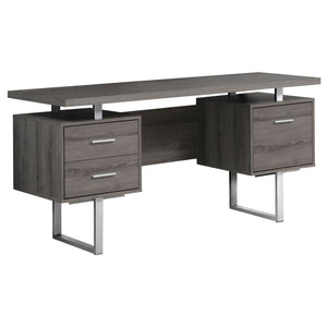 24" Taupe Rectangular Computer Desk With Three Drawers