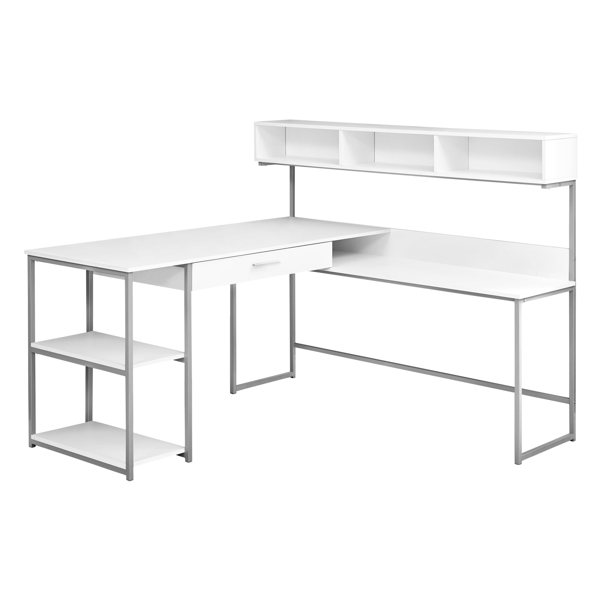 59" White L-Shape Computer Desk