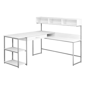 59" White L-Shape Computer Desk