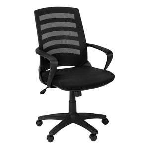 Black Polyester Seat Swivel Adjustable Task Chair Mesh Back Plastic Frame