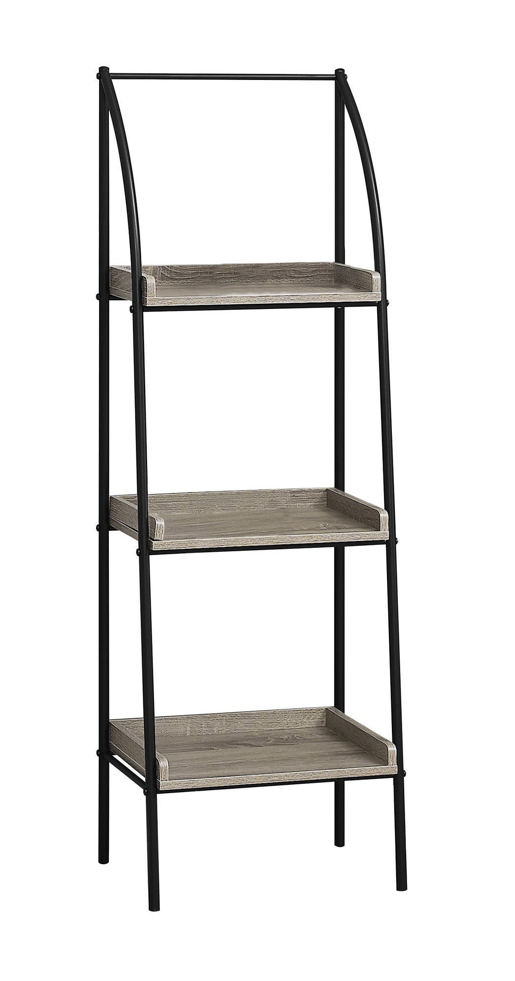 48" Taupe Metal Three Tier Etagere Bookcase