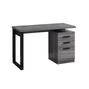 24" Grey Rectangular Computer Desk With Two Drawers