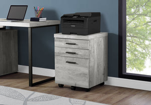 25.25" Grey Particle Board And Mdf Filing Cabinet With 3 Drawers