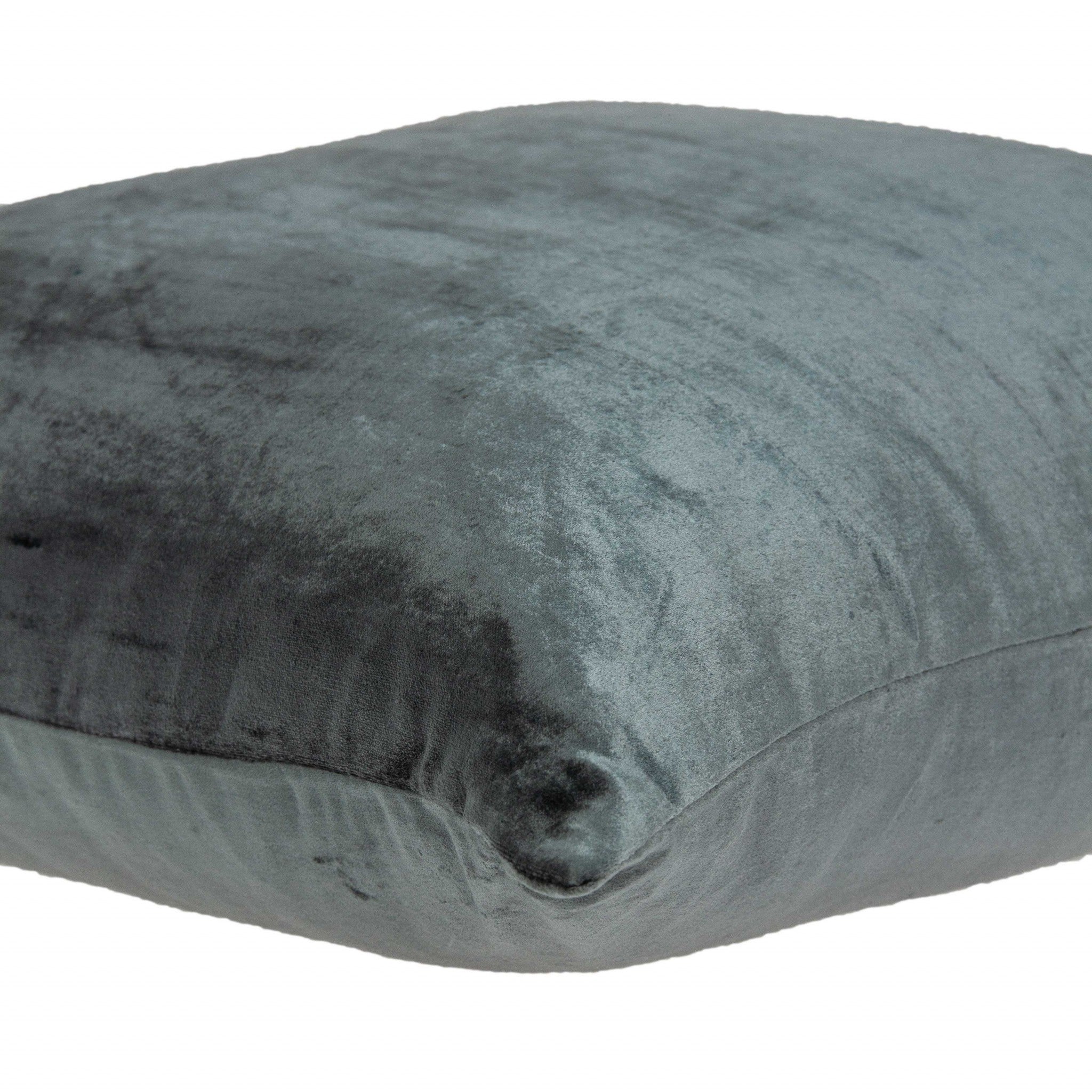 18" X 7" X 18" Transitional Charcoal Solid Pillow Cover With Poly Insert