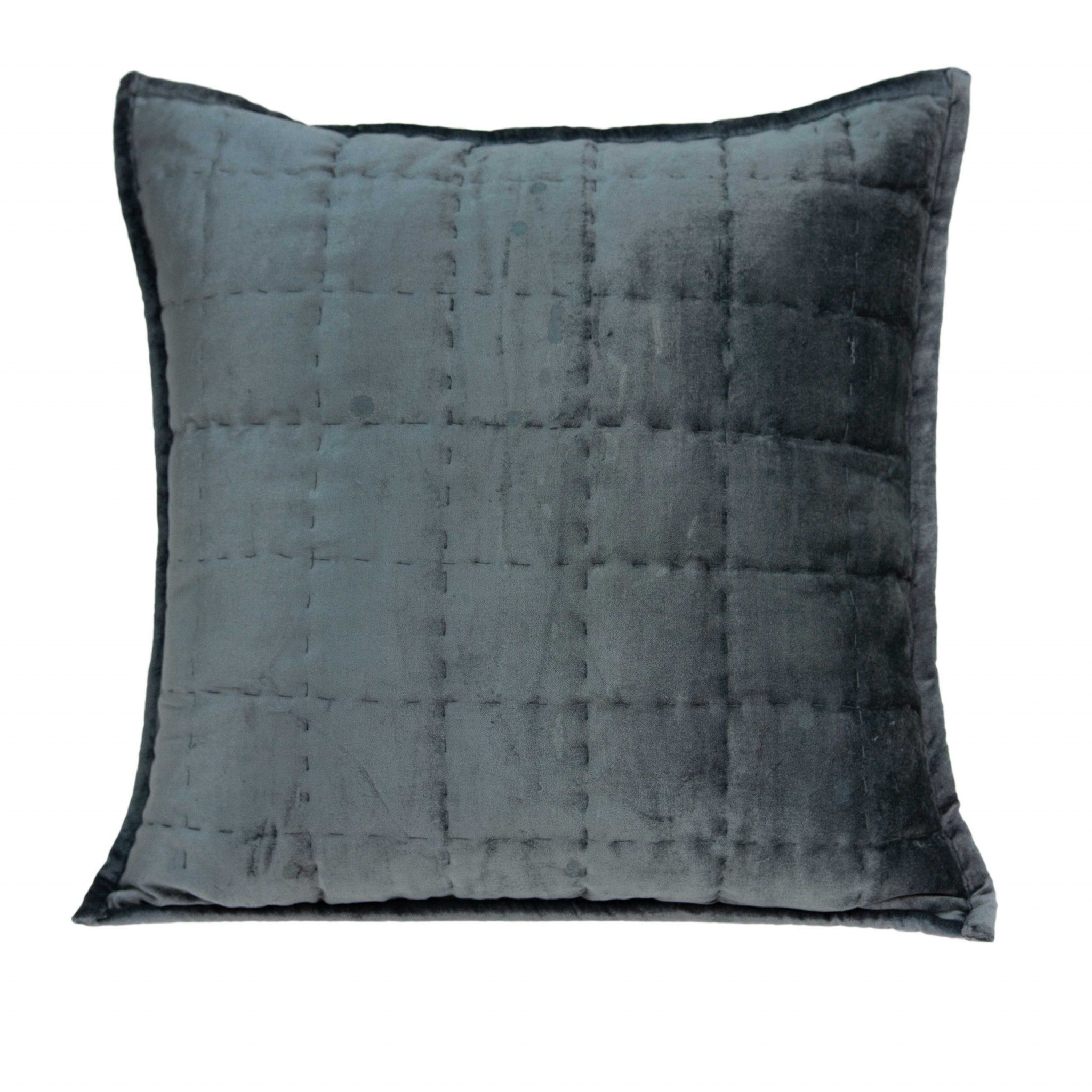 20" X 7" X 20" Transitional Charcoal Solid Quilted Pillow Cover With Poly Insert