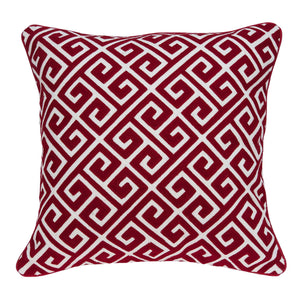 20" X 7" X 20" Transitional Red And White Cotton Pillow Cover With Poly Insert