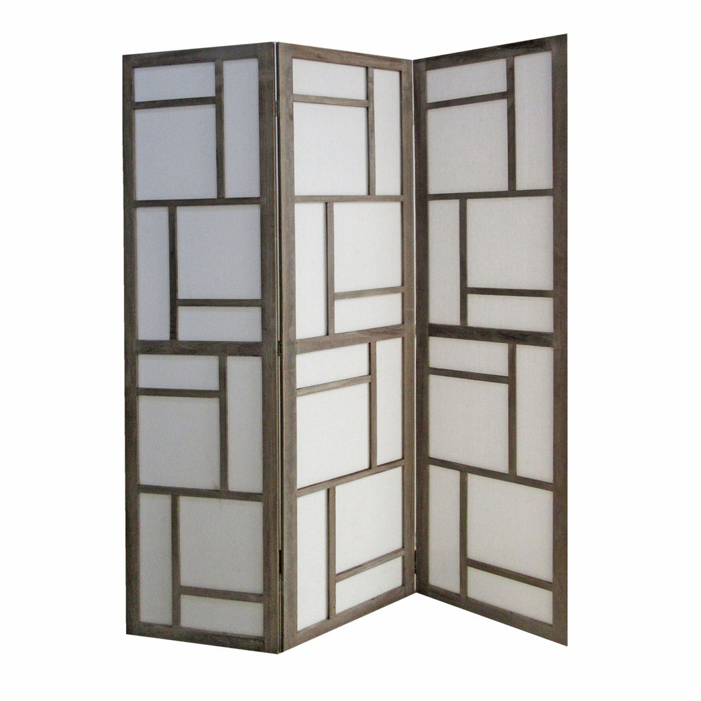 67 X 1.5 X 50 Gray Fabric And Wood  3 Panel Screen - 99fab 