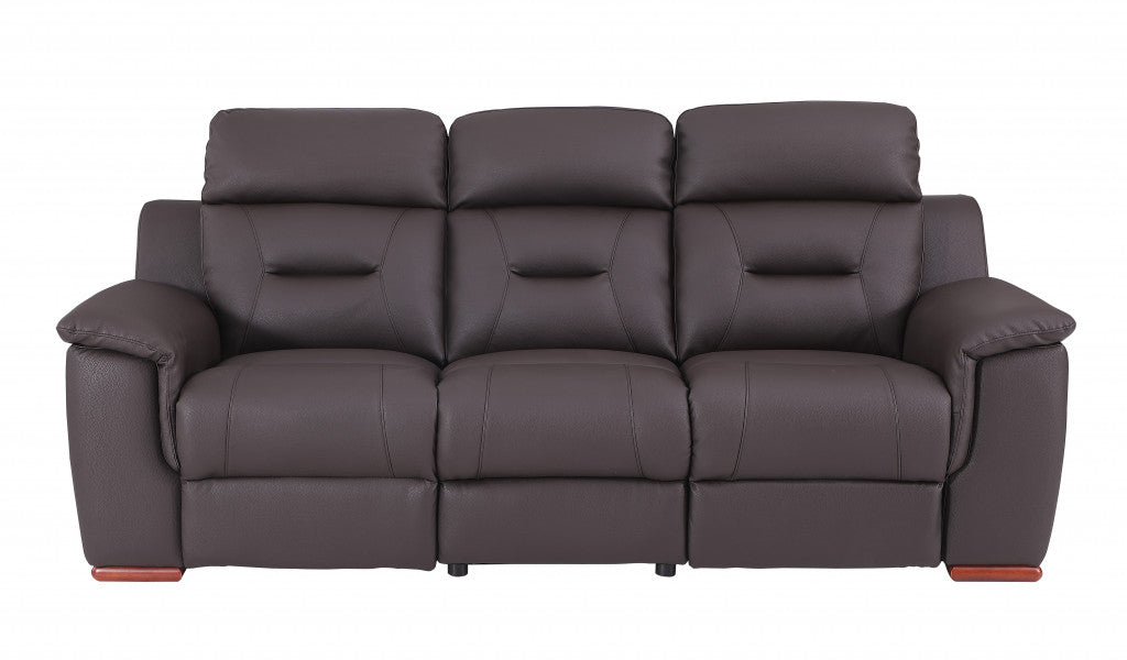 90" X 41" X 41" Modern Brown Leather Reclining Sofa