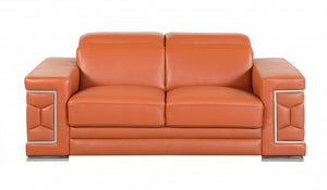 71" X 41" X 29" Modern Camel Leather Sofa And Loveseat