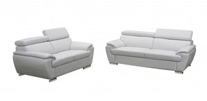 69" X 38" X 32To 39" Modern White Leather Sofa And Loveseat