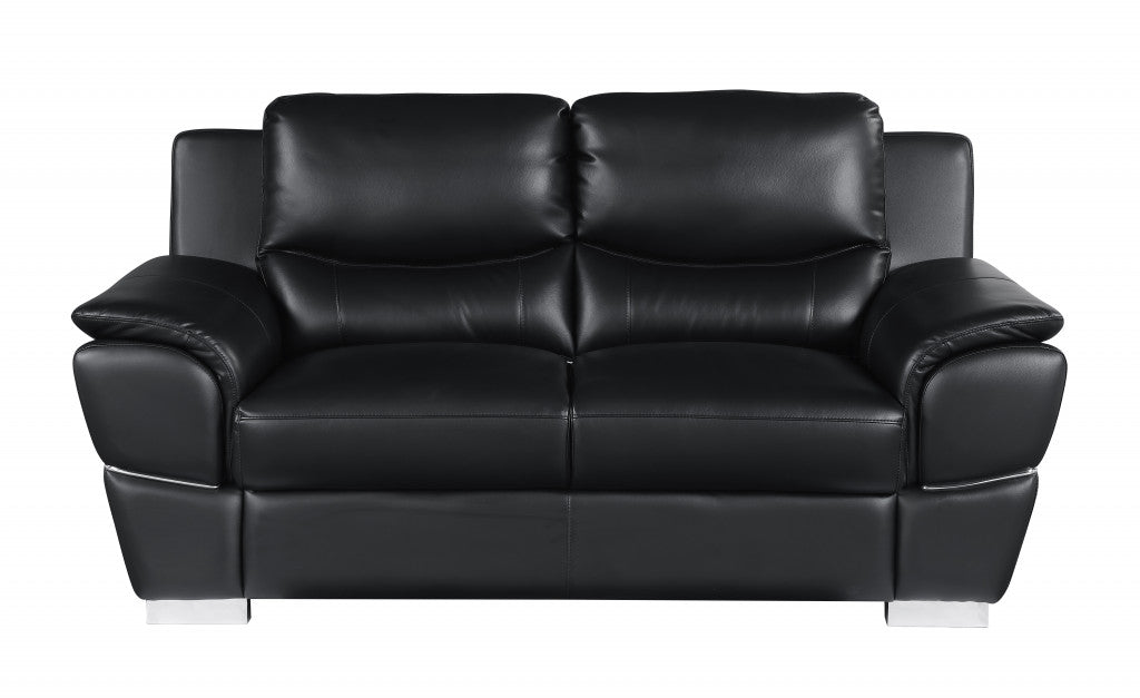 85'' X 34'' X 35'' Modern Black Leather Sofa And Loveseat - 99fab 