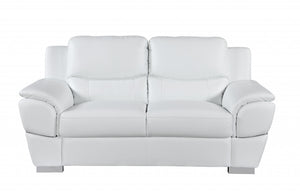 69'" X 34'"  X 35'" Modern White Leather Sofa And Loveseat