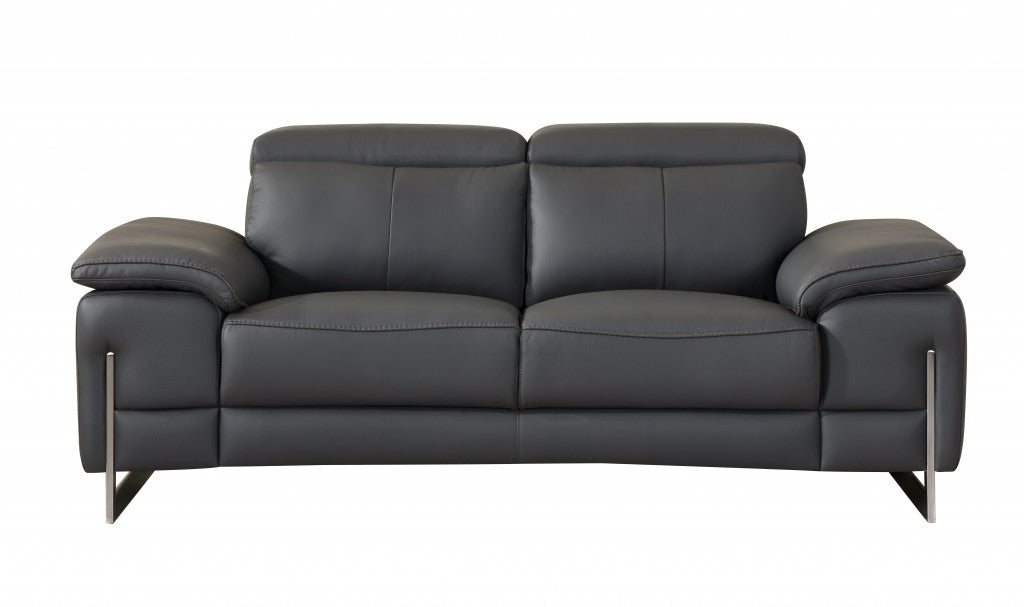 71'" X 42'"  X 31'" Modern Dark Gray Leather Sofa And Loveseat