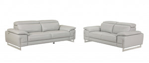 71'" X 42'"  X 31'" Modern Light Gray Leather Sofa And Loveseat