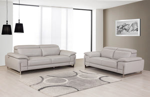 71'" X 42'"  X 31'" Modern Light Gray Leather Sofa And Loveseat