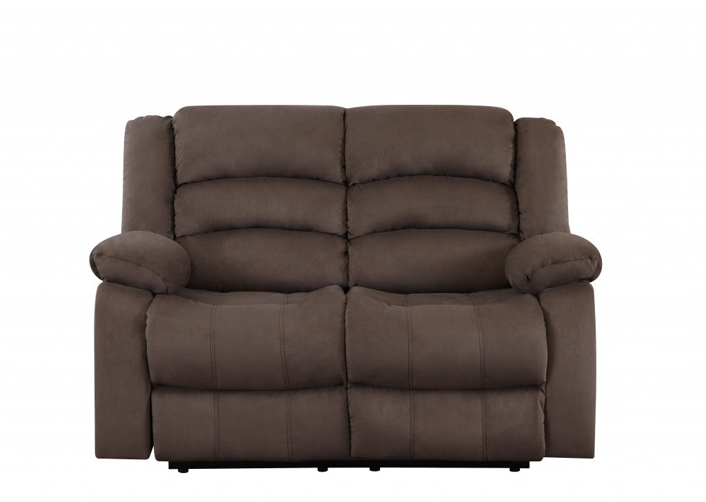 60'" X 35'"  X 40'" Modern Brown Leather Sofa And Loveseat