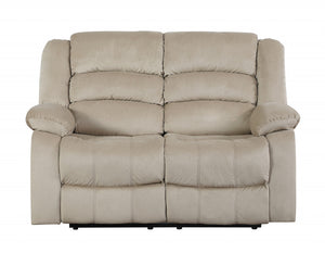 60'' X 35'' X 40'' Modern Beige Leather Sofa And Loveseat