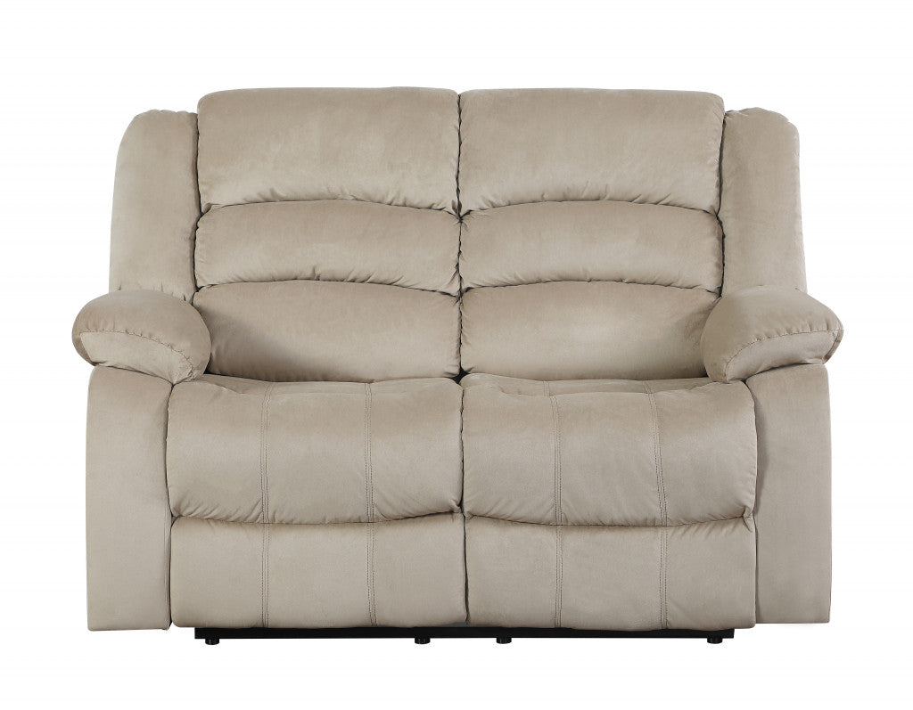 60'' X 35'' X 40'' Modern Beige Leather Sofa And Loveseat