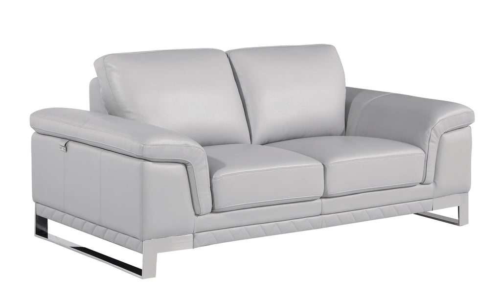 Set Of Modern Light Gray Leather Sofa And Loveseat - 99fab 