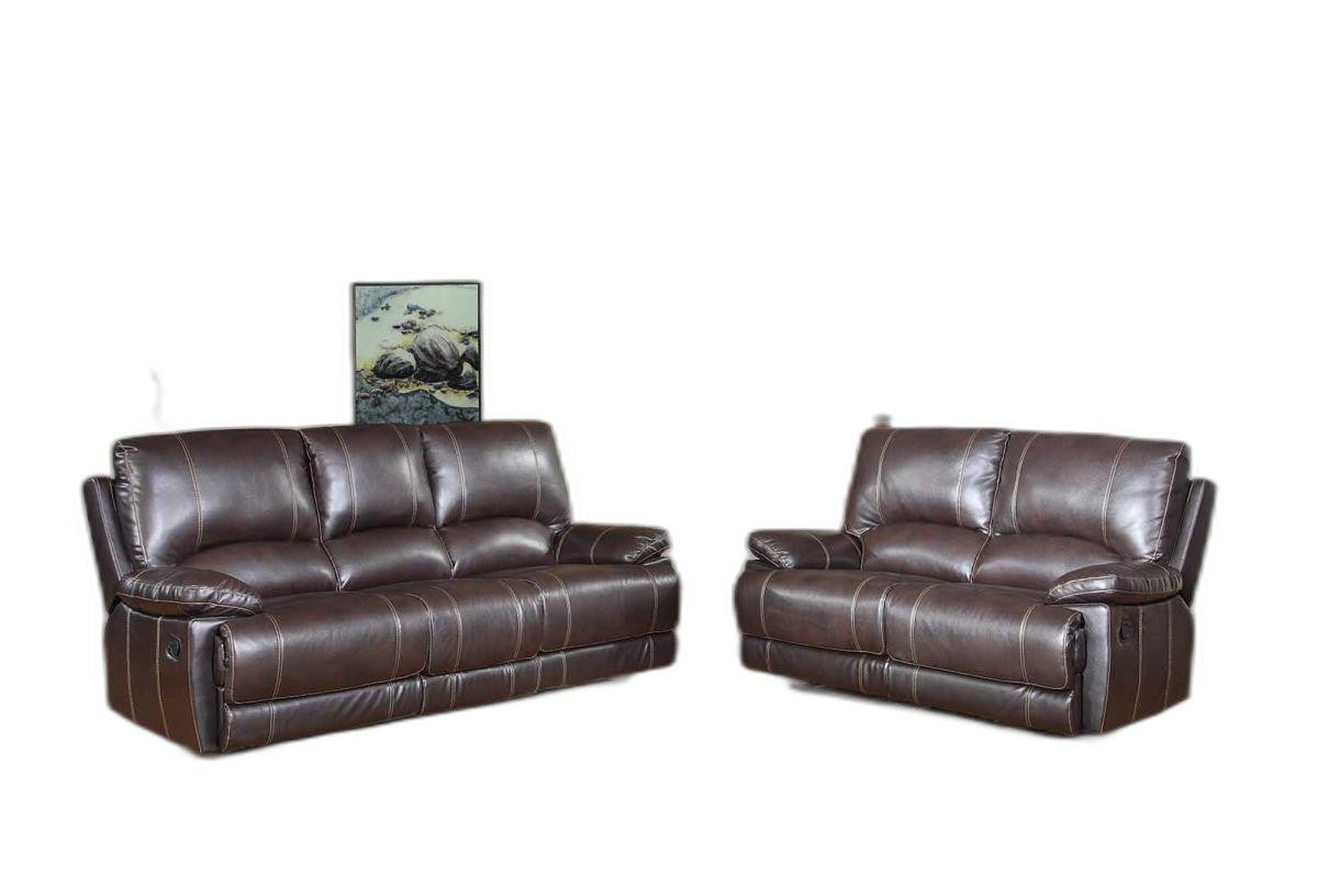 76'" X 40'"  X 41'" Modern Brown Leather Sofa And Loveseat