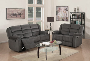 60'" X 35'"  X 40'" Modern Gray Leather Sofa And Loveseat