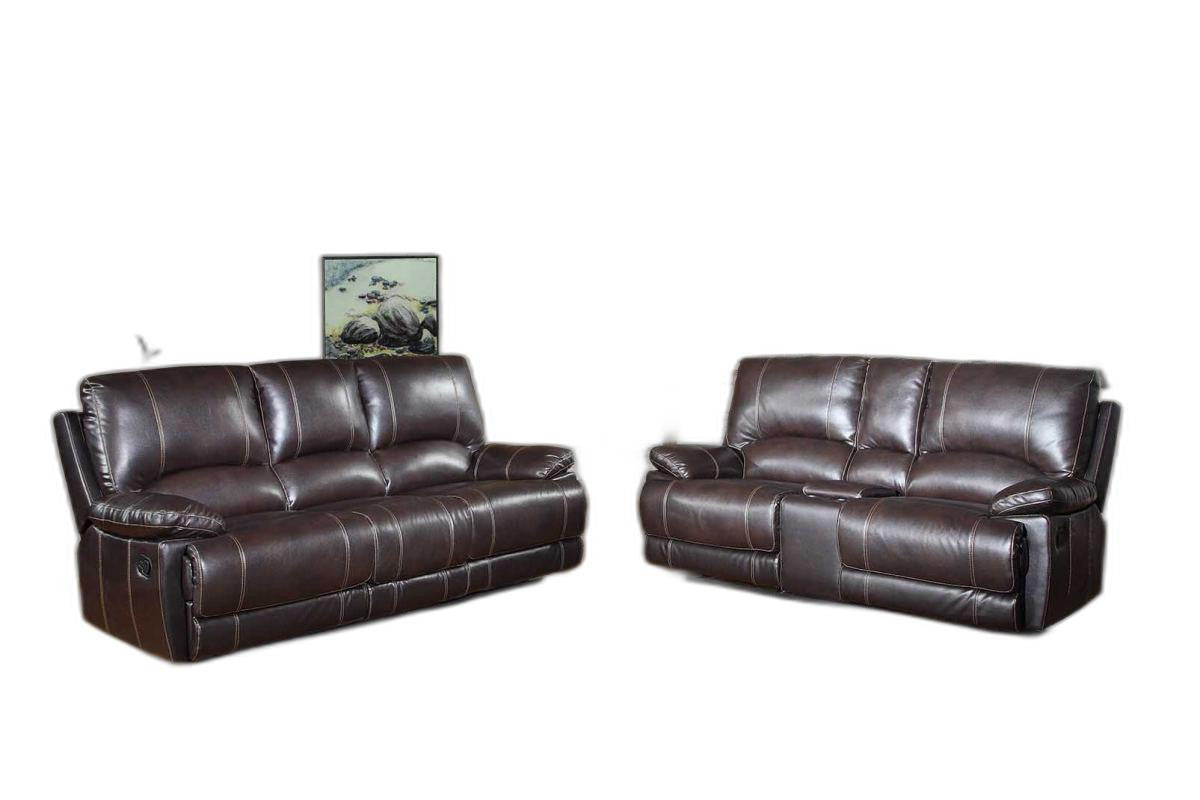 76'" X 40'"  X 41'" Modern Brown Sofa With Console Loveseat