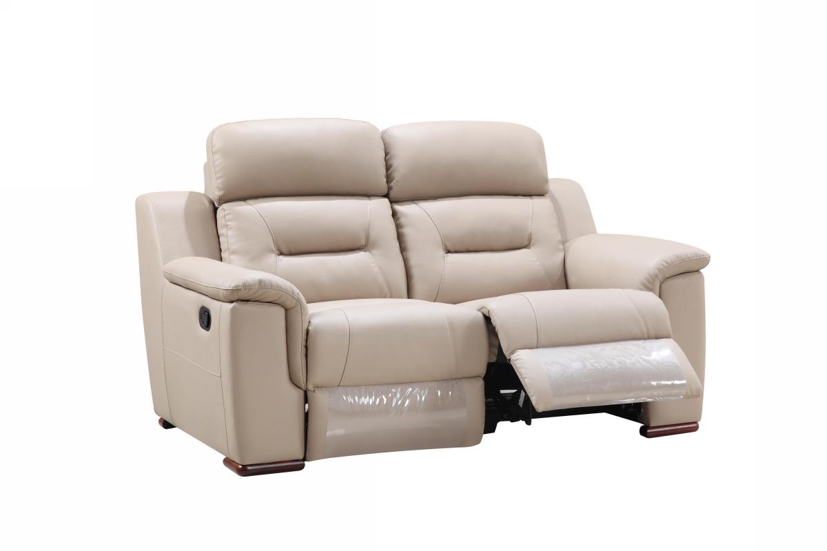 67'" X 41'"  X 41'" Modern Beige Leather Loveseat