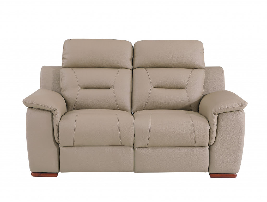 67'" X 41'"  X 41'" Modern Beige Leather Loveseat