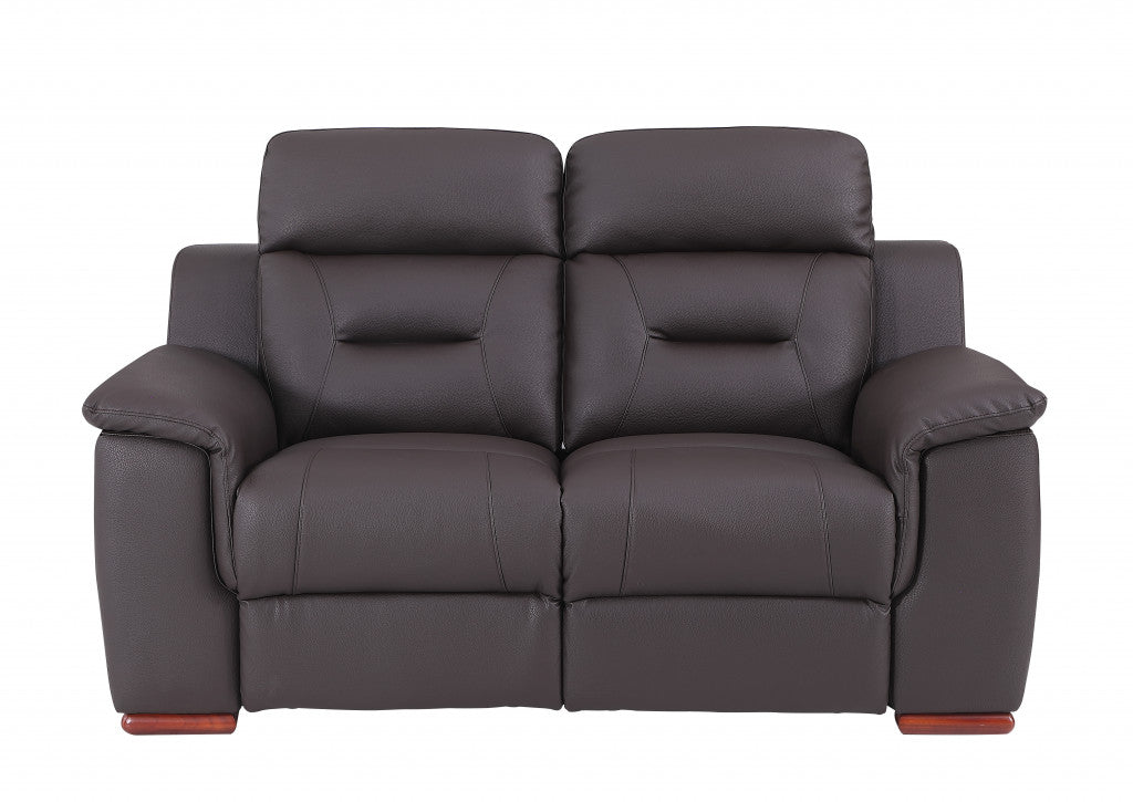 67'" X 41'"  X 41'" Modern Brown Leather Loveseat