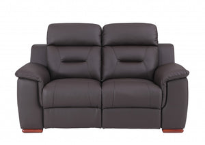 67'" X 41'"  X 41'" Modern Brown Leather Loveseat