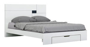 79'" X 80'"  X 43'" Modern Eastern King White High Gloss Bed