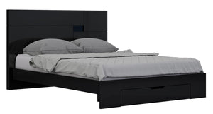 79'" X 80'"  X 43'" Modern Eastern King Black High Gloss Bed