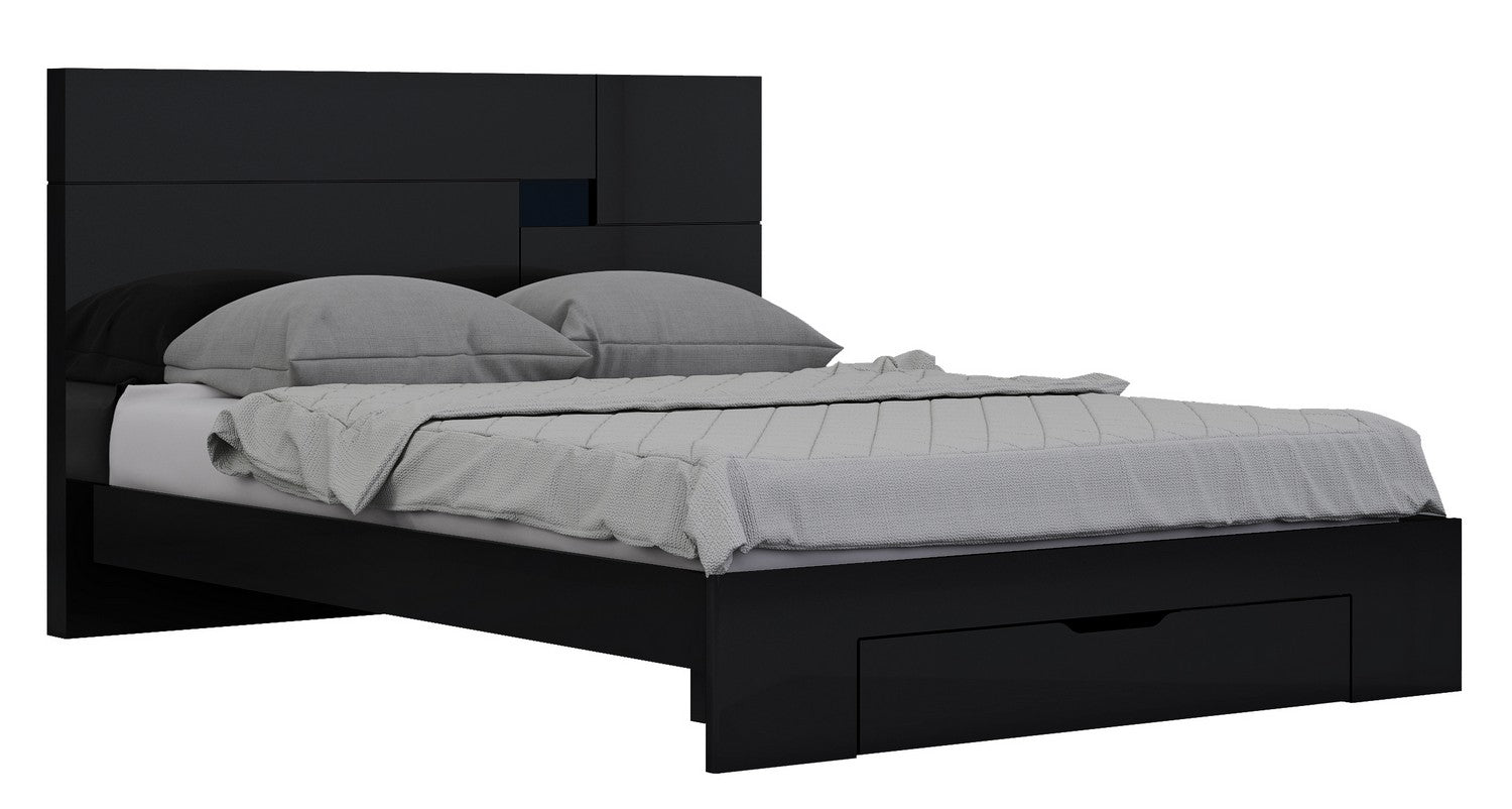 72'" X 85'"  X 43'" Modern California King Black High Gloss Bed