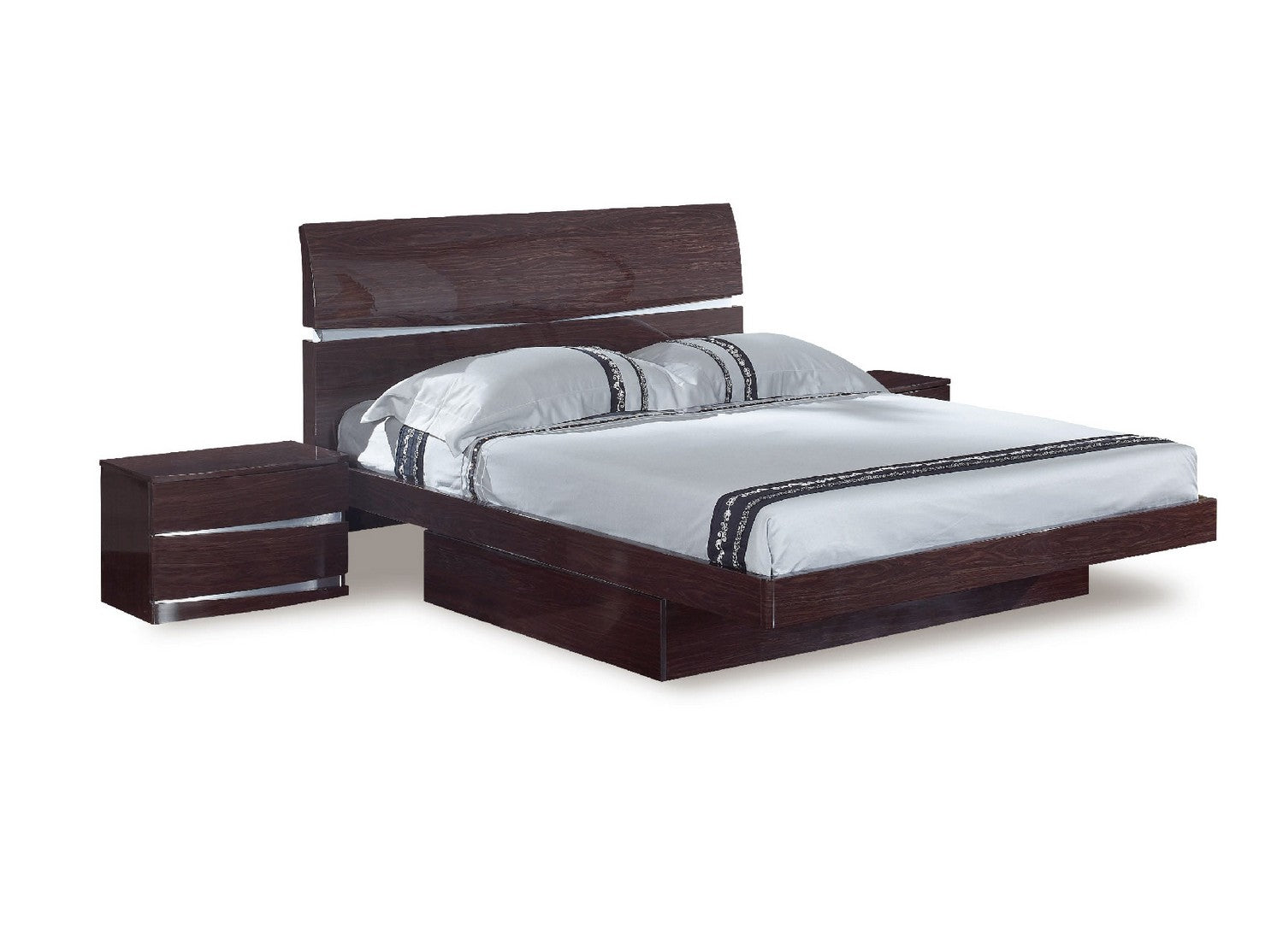 80'" X 60'"  X 42.5'" Modern Queen Wenge High Gloss Queen Bed