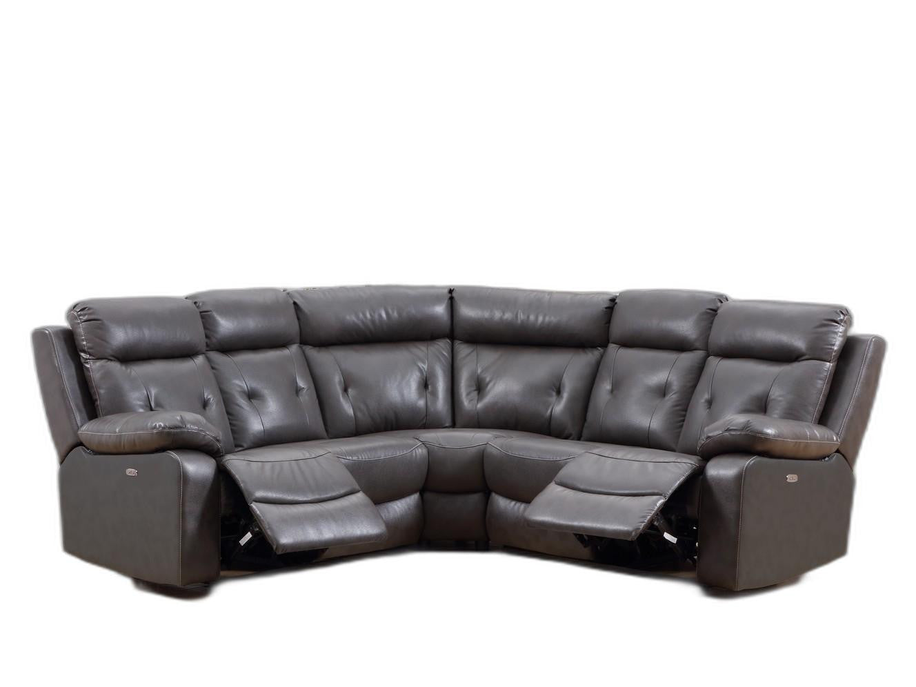 Gray Faux Leather Reclining L Shaped Corner Sectional