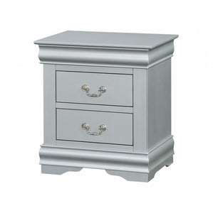 34" Antiqued White Three Drawers Solid Wood Nightstand