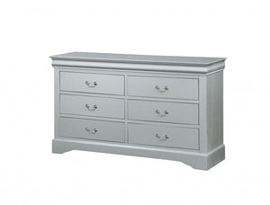 15" X 57" X 33" Platinum Wood Dresser