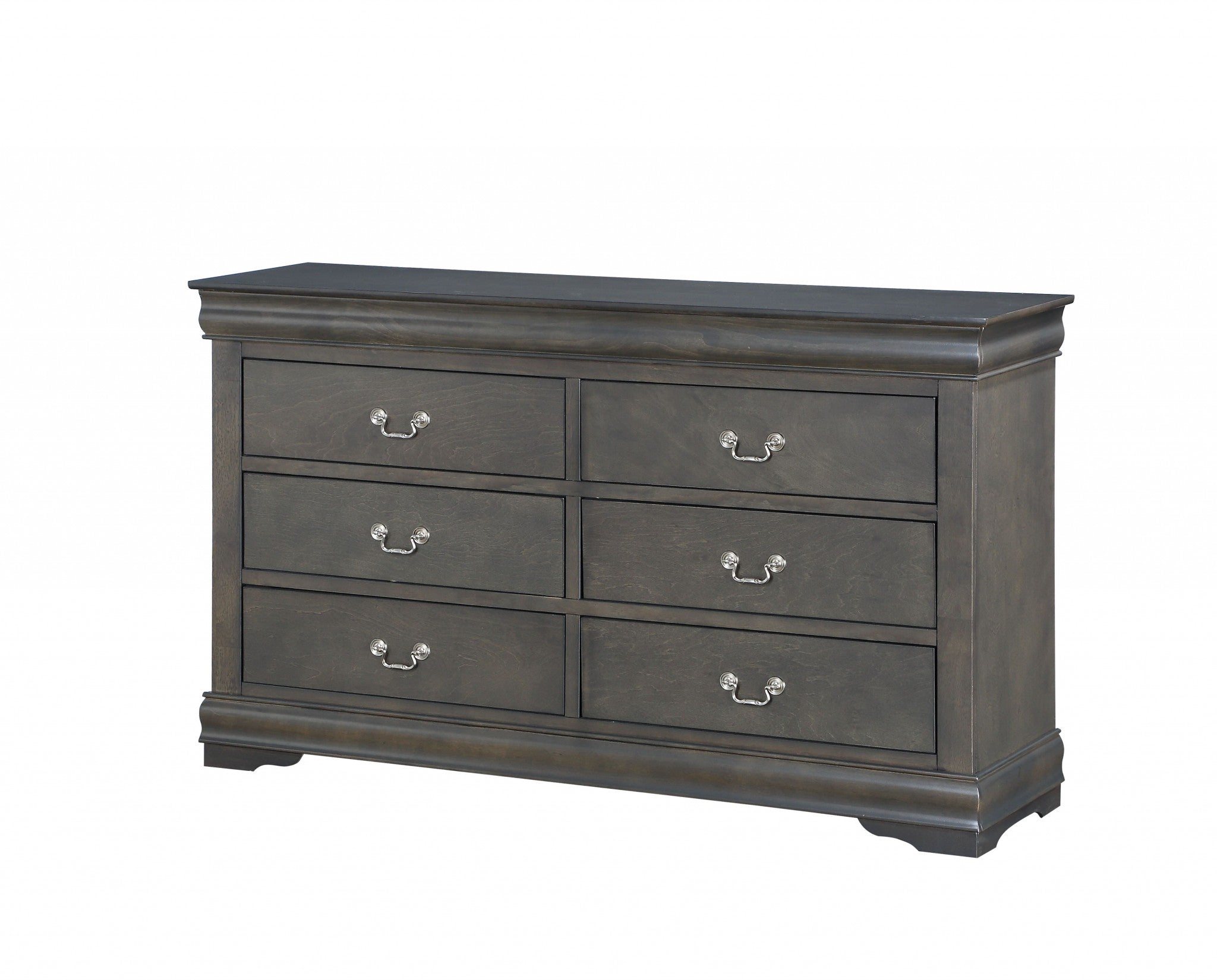 15" X 57" X 33" Dark Gray Wood Dresser