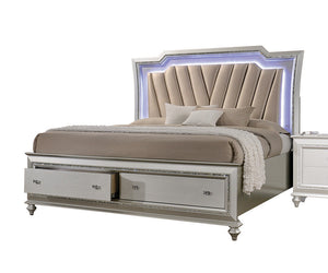 83" X 91" X 69" Pu Champagne Wood Upholstered (Hb) Led Eastern King Bed