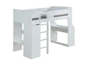 45" X 92" X 66" White Wood Veneer (Laminated) Loft Bed