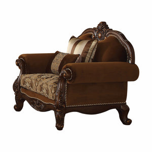 37" Brown Velvet Damask Club Chair