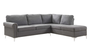 Gray 100% Polyester Stationary L Shaped Two Piece Sofa And Chaise