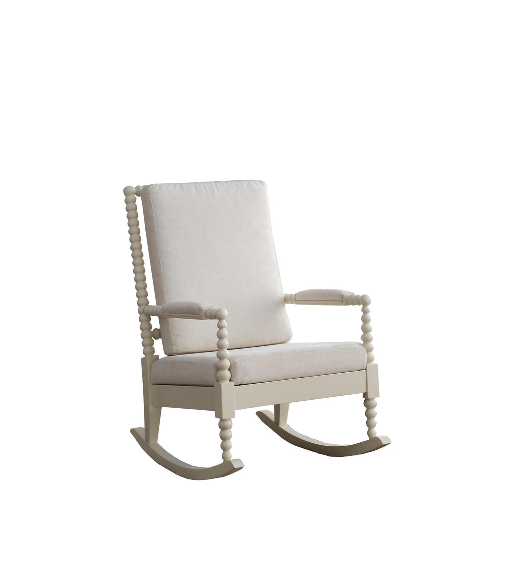 25' X 33' X 41' Cream Fabric White Wood Upholstered (Seat) Rocking Chair - 99fab 