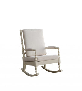 25' X 33' X 41' Cream Fabric White Wood Upholstered (Seat) Rocking Chair