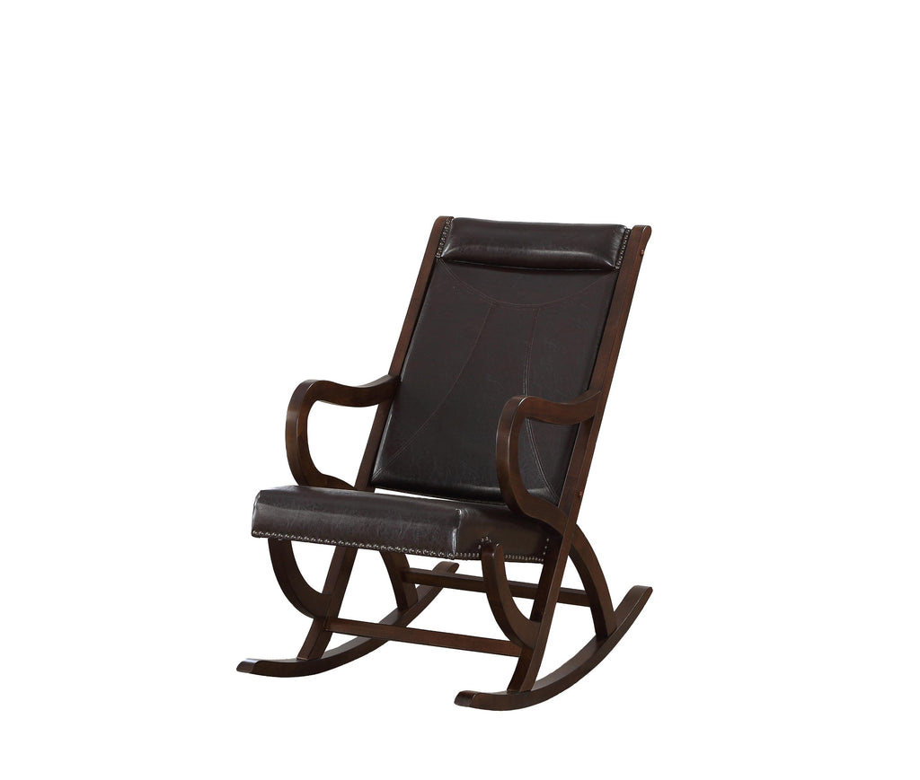 Espresso Brown Faux Leather with Walnut Finish Rocking Chair - 99fab 