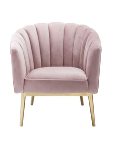 31" Pink And Copper Velvet Tufted Barrel Chair